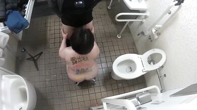 Fat Japanese MILF gets publicly fucked in a toilet