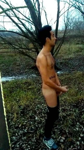 Tattooed Wanker Is Wanking at the Cruising Area