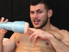 moist asshole fleshlight plunged by muscle hunk