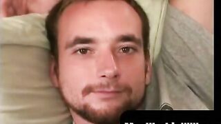 MenWorkinXXX.com - Gay amateur jerks off in his bedroom and splatters cum on his bell
