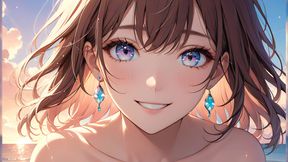 Pastel Reflections: a Beautiful Young Woman with Soft Skies in Her Eyes