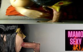 Glory hole, blowjob footjob and cum