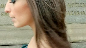 Young babe shows her tits in a public streets
