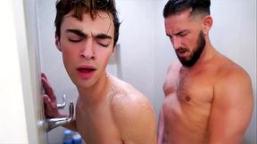 Derek Allen totally owns his own stepson Nick Floyd'_s cute little bubble butt! Stepdaddy eats up the boy'_s asshole and bangs him silly in the shower!
