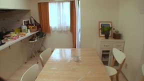 Fucking her hard on the kitchen table