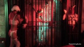 Blindfolded 3some slaves get anal fucked by MILF master small tits everywhere