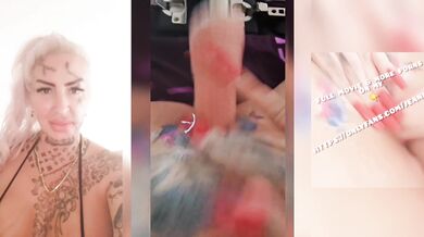 Tattooed ass lips split wide by hardcore fuck machine