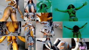 Tourist Hulk Transformation and Denim Destruction, Gypsy Witch Enchantment - Growth Fetish, Transformation Fantasy