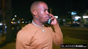 Horny white slut with blue hair met up with a random black dude to have casual sex