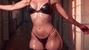 Perfect Body Teasing! Latex Lingerie