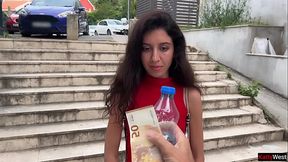 Stunning beauty in public gets fucked in various positions