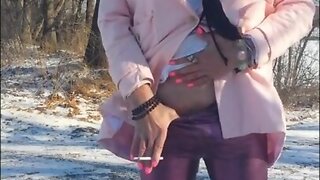 Tammy CD sexy smoking in a public park