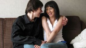 Skillful slender brunette January rides on a hard penis on the casting