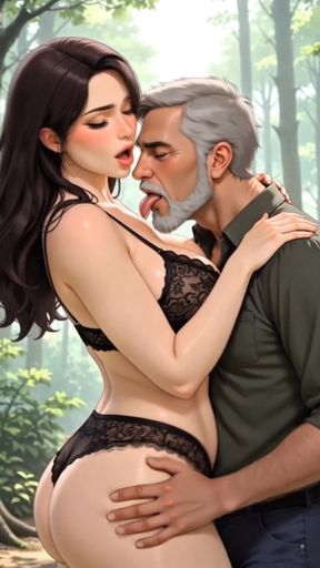 "Hentai Forest Temptation: Thick Young BBW Ravished by Older Man in Moonlit Outdoor Ecstasy"   Clip 1