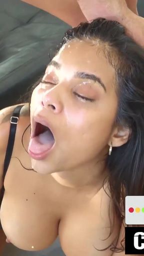 Amateur Petite Latina Model Stripped &amp; Railed In Homemade Couch Casting   Clip 1