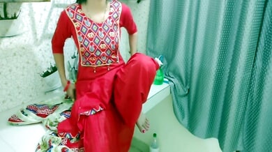 Indian woman explores her body alone in private bathroom and bedroom