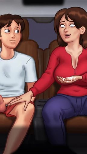 Summertime Saga Part 50 By DarkCookie, Horny busty milf strokes and rubs big cock, 3D Game   Clip 3