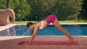 Perfect naked yoga with a flexible long-legged brunette Vixi Rafi