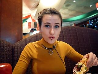 Piper Blush Eating Pizza in slow-motion