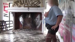 Dirty Abandoned Building Tit Play - Julie Shows off Her Big Tits in Open Blouse