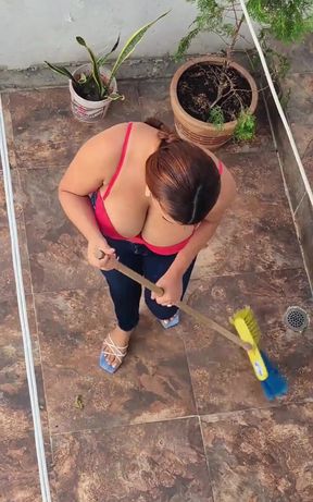 The Cleaning Lady Is Sad Because Her Husband Left for the Us Her Boss Brightens Her Day.