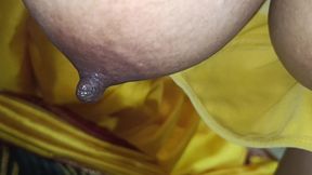Yellow saree hot breast nipple licking