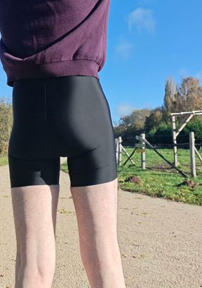 I wear women's underwear in public. The fabric is shiny in the sun.