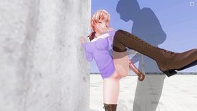 3D HENTAI Met a mistress in a shopping center and fucked on the roof