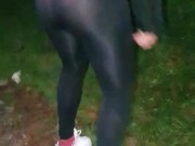 Hot Latina Step Sister in See Through Leggings - Teasing Outdoor Dancing - Candid