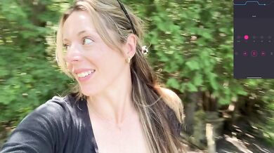 She walked so hard the vibrator almost ruined her walk in the woods