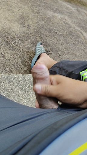 in front of a public toilet