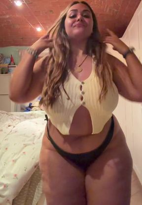 Plus Size Woman in Yellow Bikini Top