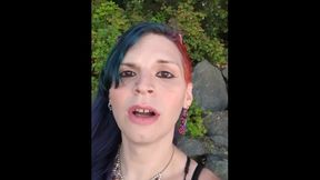 Supah-super-fucking-hot t4t goth goth trans girl goes to the park with a giant glass arse-speculum