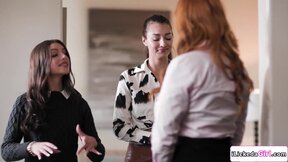 Lesbian staffs Double penetration fuck titty cougar client