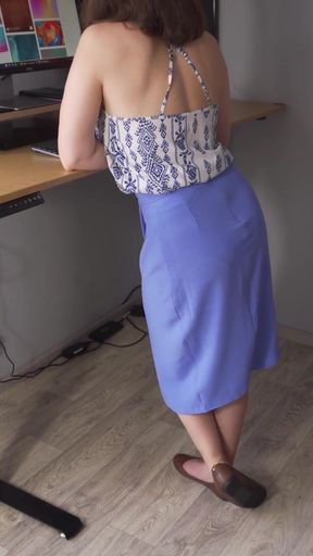 Watching Coworkers Legs In Slit Skirt   Clip 1