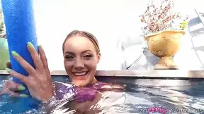 Pervy step-sis takes a bold dip with enormous tool