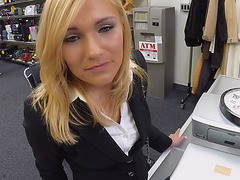 Hot blonde milf Holly fucked in pawn shop