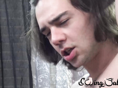 Long haired cutie Zack Randall plugs dildo into my ass then his penis