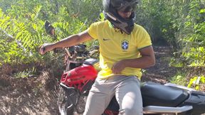 Stepfather Barbudo - the Deviation of the Motorcycle Courier Intense Sex in the Woods.