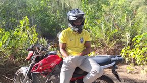 Stepfather Barbudo - the Deviation of the Motorcycle Courier Intense Sex in the Woods.