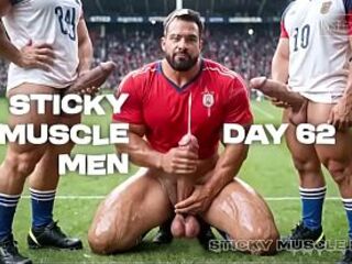 Sticky Muscle Dudes Day 62 Preview, AI-Generated Muscle Lads, Large Schlongs, Large Cum Loads