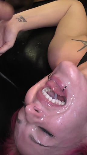 Busty Tattooed MILF Gets Fucked Hard by a Group of Dicks