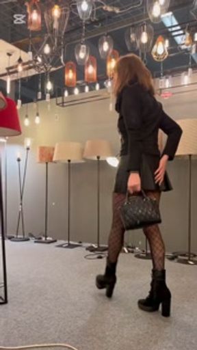 Winter leather mini skirt with nylon public