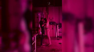 Slut bondage hanging and spanking