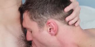 Nerdy young man ass fucks his partner after a smashing blowjob