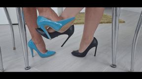 Crossed Legs Toe Tapping and footsie closeup bb