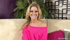 Fabulous white blondie shows off her gorgeous body and blows big white cock