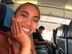 Airplane ride and amateur sex in a hotel