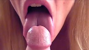 Sexy blonde sucking small dick and playing with a silver dildo