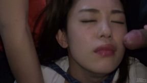 Luscious Japanese babe Yuna Satsuki gives blowjob in gangbang sex clip